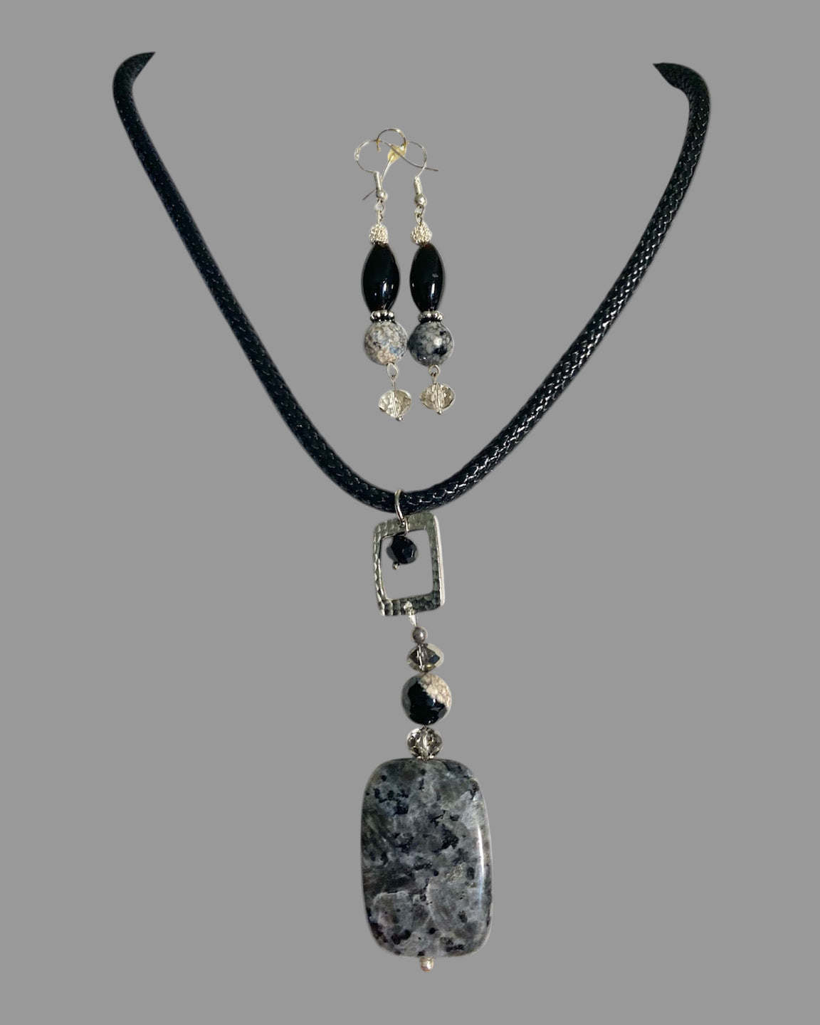 Labradorite, Orca Agate and Onyx on Leather