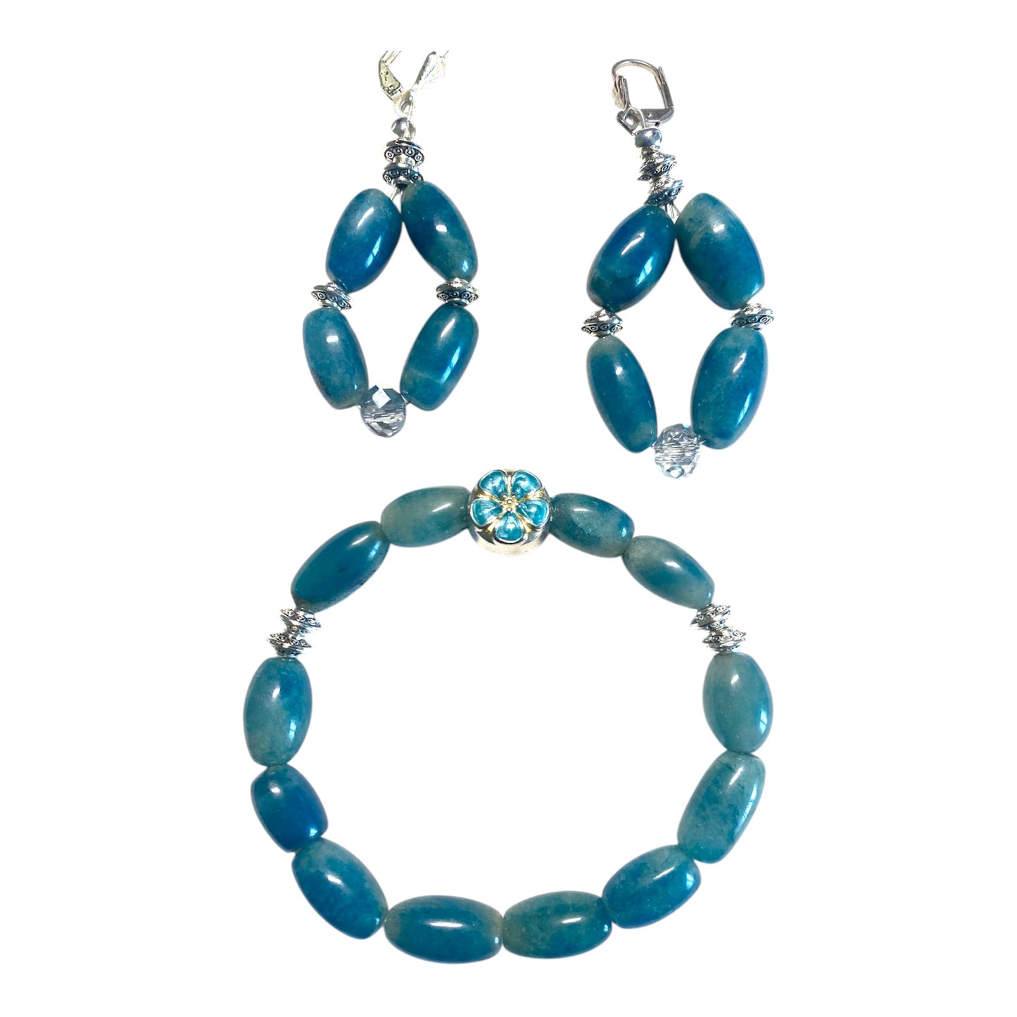 Blue Apatite bracelet set