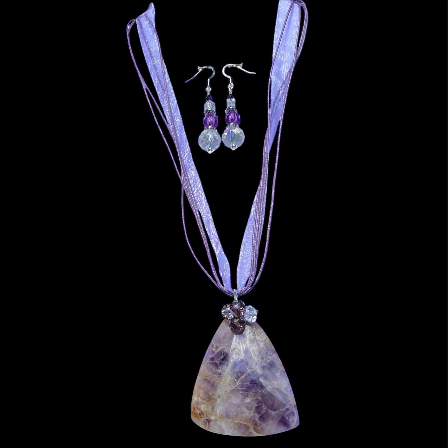 Amethyst Pyramid Necklace Set