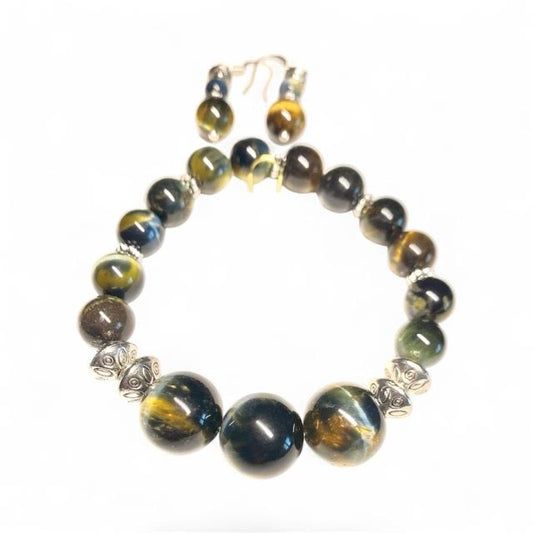 Golden Blue Tiger Eye Bracelet set