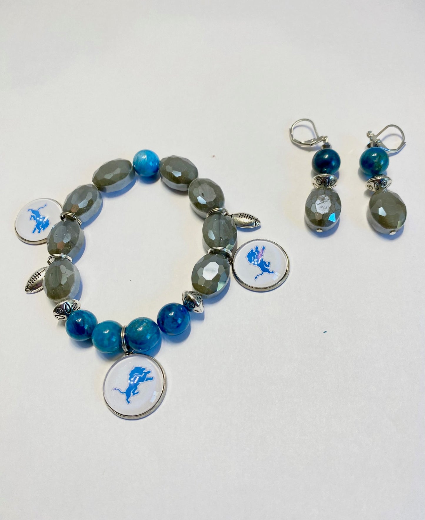 Detroit Lions Czech glass Bracelet Set