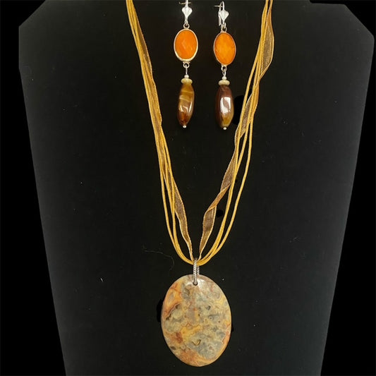 Crazy Lace Agate Necklace Set