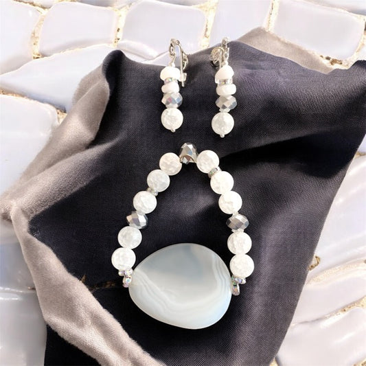 White Agate Bracelet set