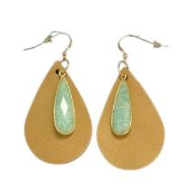 Larimar & Leather Earrings