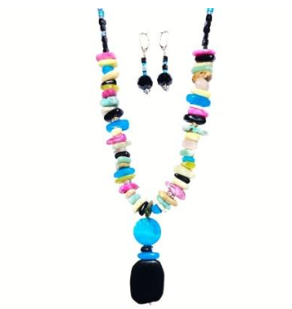 Colorful Agate and Onyx Necklace Set