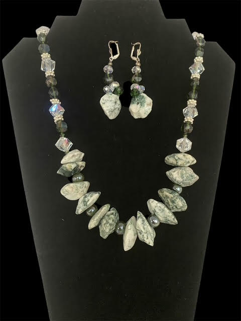 Green Tree Agate Necklace Set