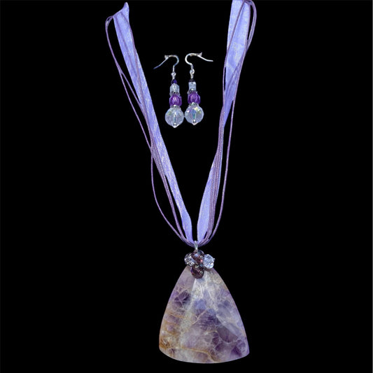 Amethyst Pyramid Necklace Set